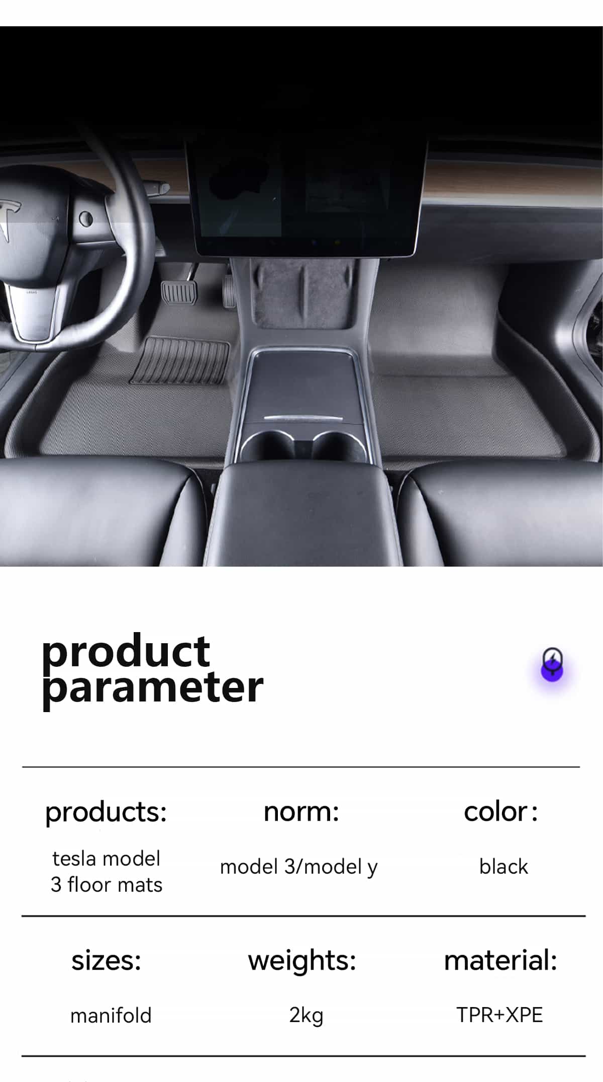 Applicable Tapis de sol de voiture pour Tesla Model 3 Y antidérapant  imperméable XPE couverture complète protection intérieure du coffre  accessoires